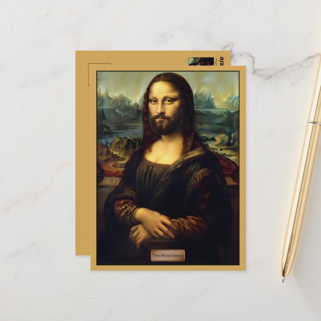 Postal Divertido, Parodia del Arte de Da Vinci (Anverso/Reverso In Situ)