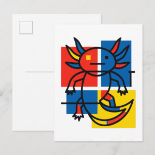 Postal Divertido patrón de arte abstracto de Axolotl Piet