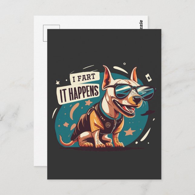 Postal Divertido pedo de perro pasa (Anverso / Reverso)
