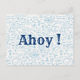 Postal Divertido personalizado azul marino náutico