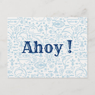 Postal Divertido personalizado azul marino náutico
