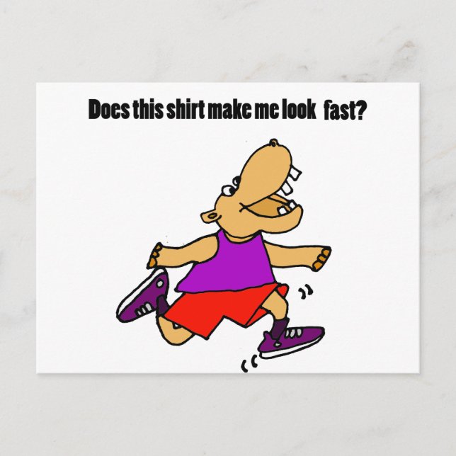 Postal Divertido Personalizado de Hippo Jogging (Anverso)