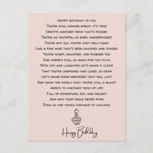 Postal Divertido poema de cumpleaños para adultos