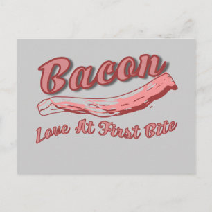 Postal divertido primer mordisco retro tocino amante