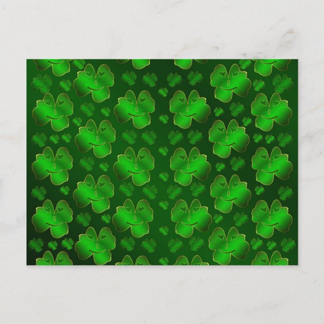 Postal divertido, riéndose, shamrock, verde, st patricks  (Anverso)