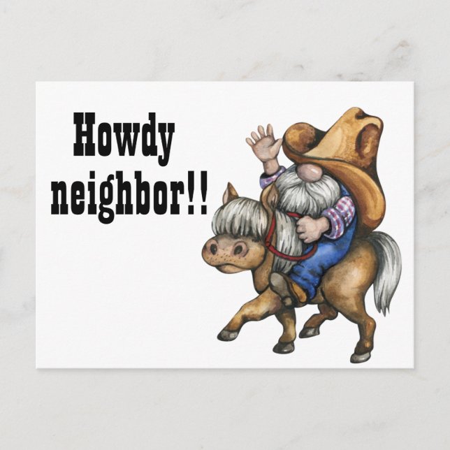 Postal Divertido saludo de vecino Howdy (Anverso)
