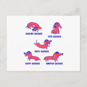 Postal Divertido Sausage Dog Moods Gira Pet Lover