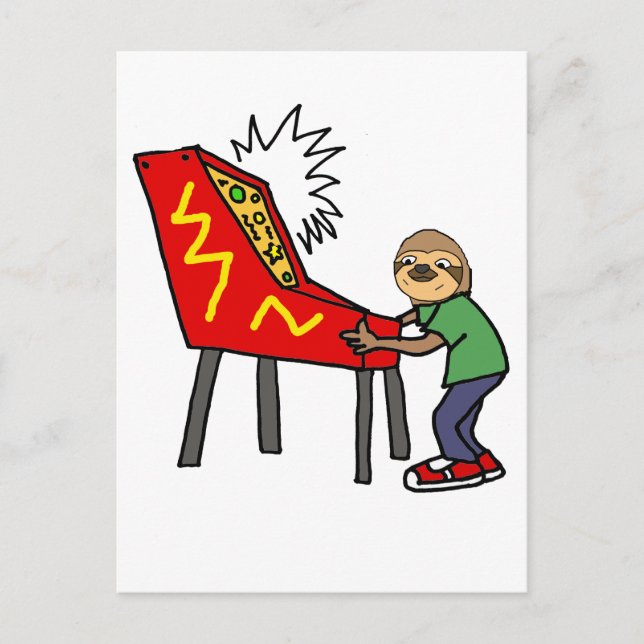 Postal Divertido Sloth Jugando Pinball Personalizado (Anverso)