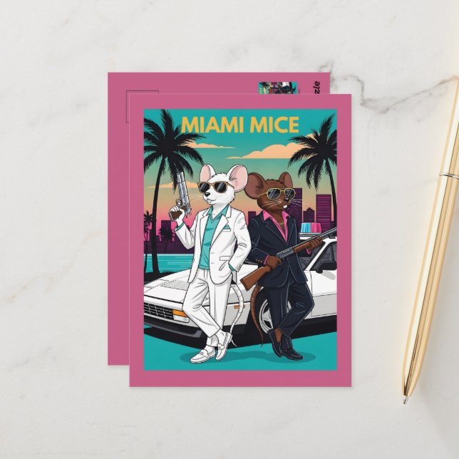 Postal Divertido tema de Miami de los años 80 (Anverso/Reverso In Situ)