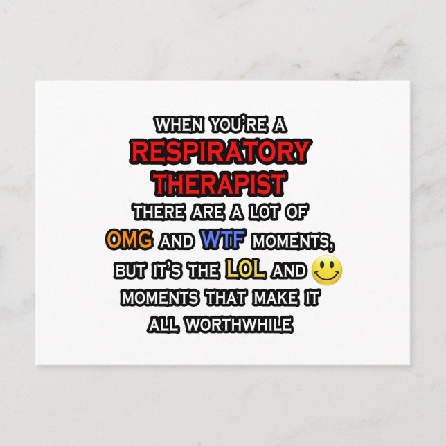 Postal Divertido Terapia Respiratoria ... OMG WTF LOL (Anverso)