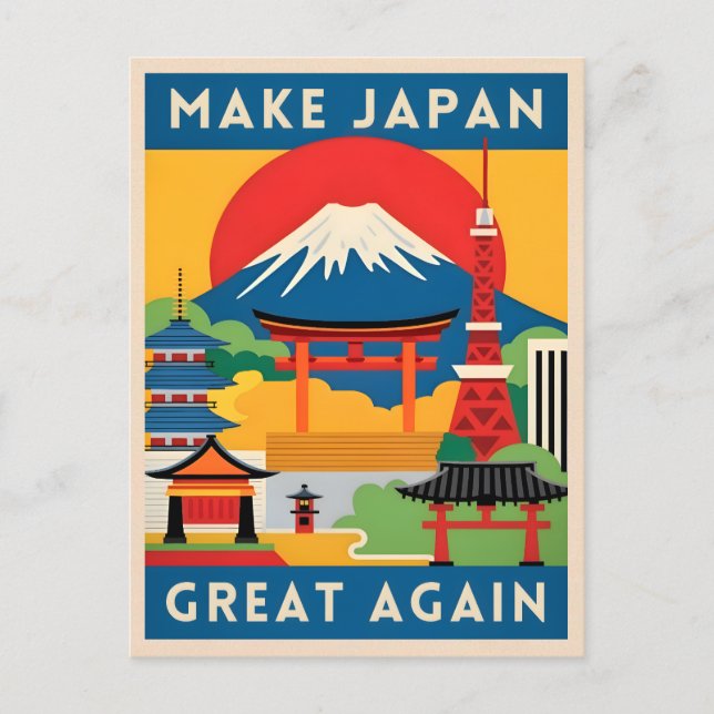 Postal Divertido viaje retro Humor turístico japonés (Anverso)