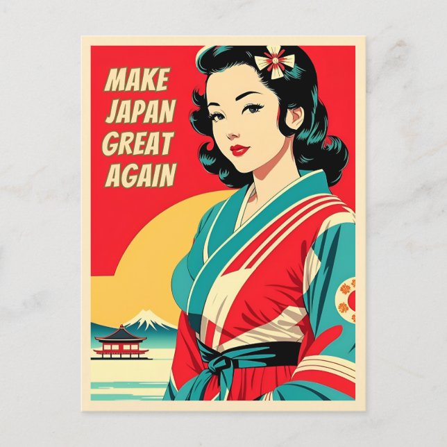 Postal Divertido viaje vintage Estilo Humor retro de Japó (Anverso)