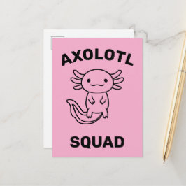 Postal Divertido y lindo escuadrón de Ajolotes rosa perso