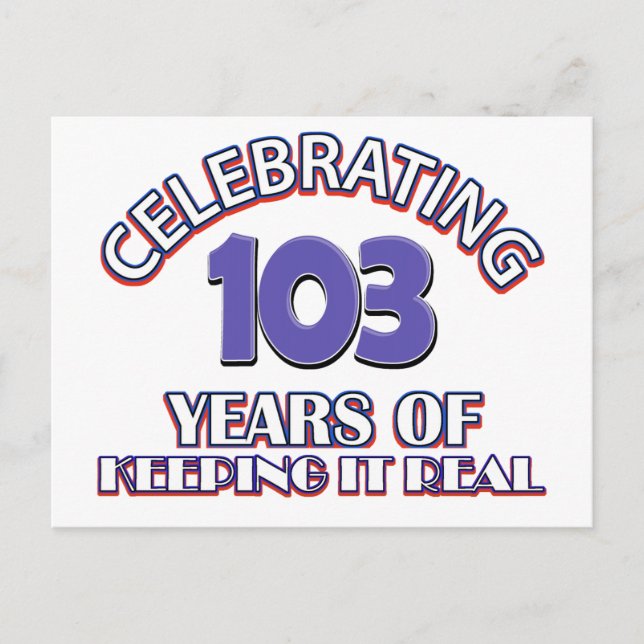 Postal Divertidos diseños de 103 años (Anverso)