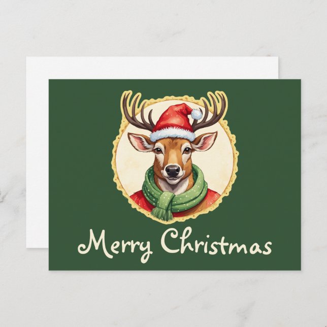 Postal Divertidos Favoritos Navideños de Animales - Cierv (Anverso / Reverso)