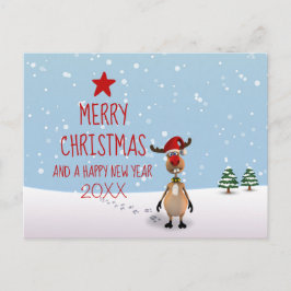 Postal Divertidos Navidades de renos árbol de Año Nuevo 2