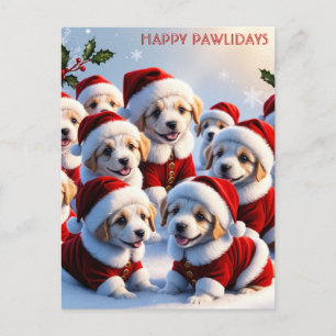 Postal Divertidos Navidades del perro cachorro alegres