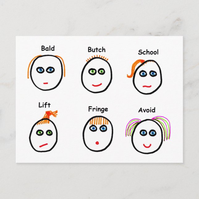 Postal Divertidos peinados (Anverso)