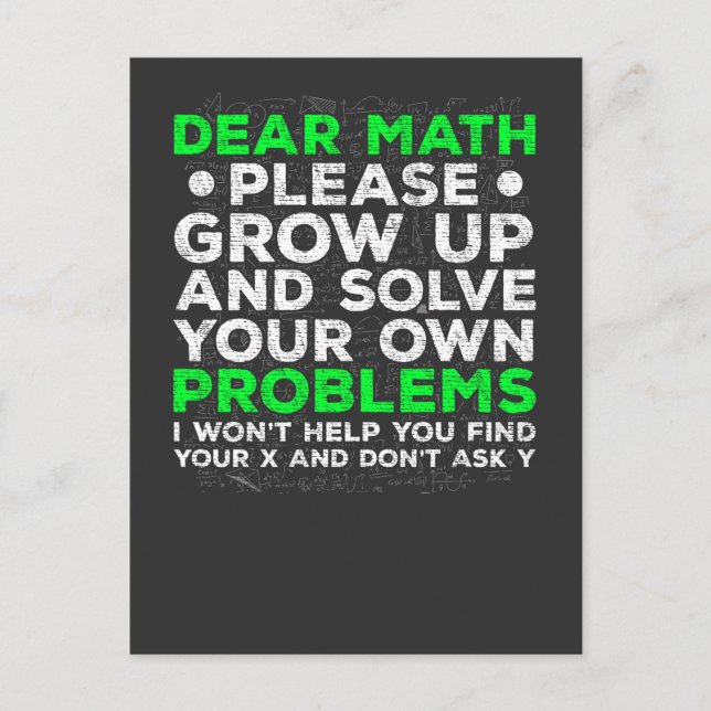 Postal Divertidos problemas matemáticos en la escuela luc (Anverso)