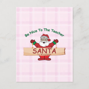 Postal Divertidos profesores Navidades - Santa está obser