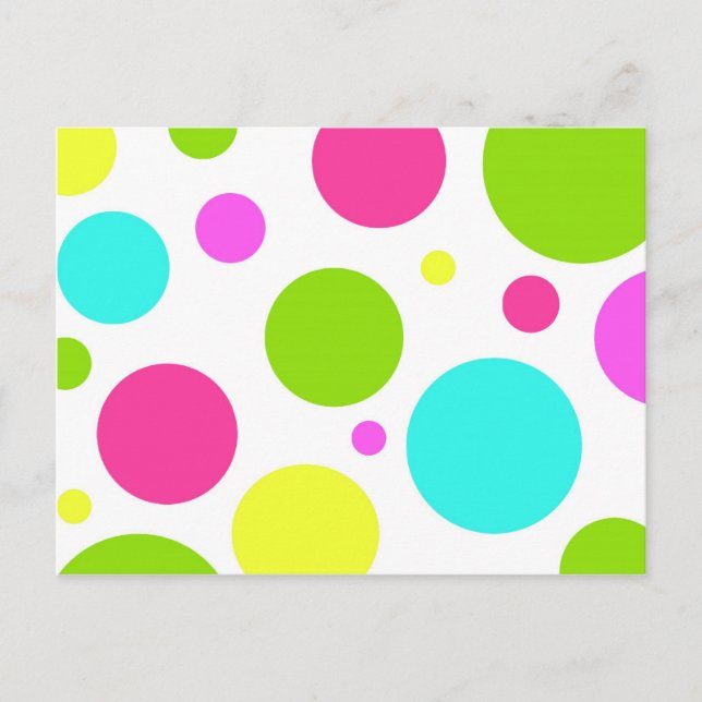 Postal Divertidos puntos de Polka Verde Azul Pink Calient (Anverso)