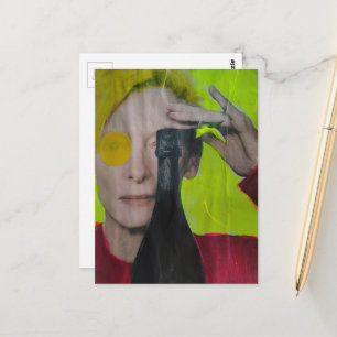 Postal Divi Collage Surrealista Mujer Con botella