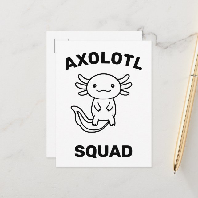 Postal Divi squad de Axolotl lindo gracioso fiesta editab (Anverso/Reverso In Situ)