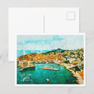 Postal Dividir Croacia Hermoso paisaje de pintura al petr