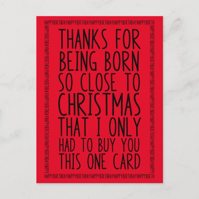 Postal Diviértete combinando el cumpleaños de diciembre y (Anverso)