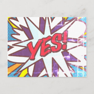 Postal Diviértete con arte pop de cómic retro