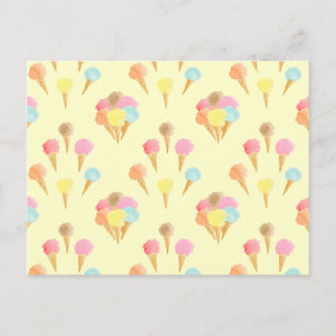 Postal Diviértete con patrón de cono de helado colorido s
