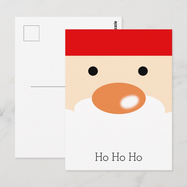 Postal Diviértete Navidad Cara de Santa Mínima Adorable (Anverso / Reverso)