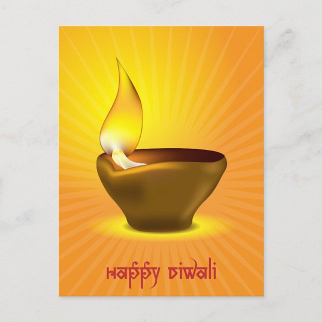 Postal Diwali Diya - Lámpara de aceite para la celebració (Anverso)