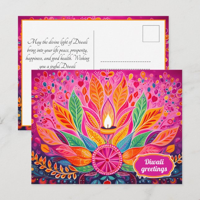 Postal Diwali Radiante Delicia (Anverso / Reverso)