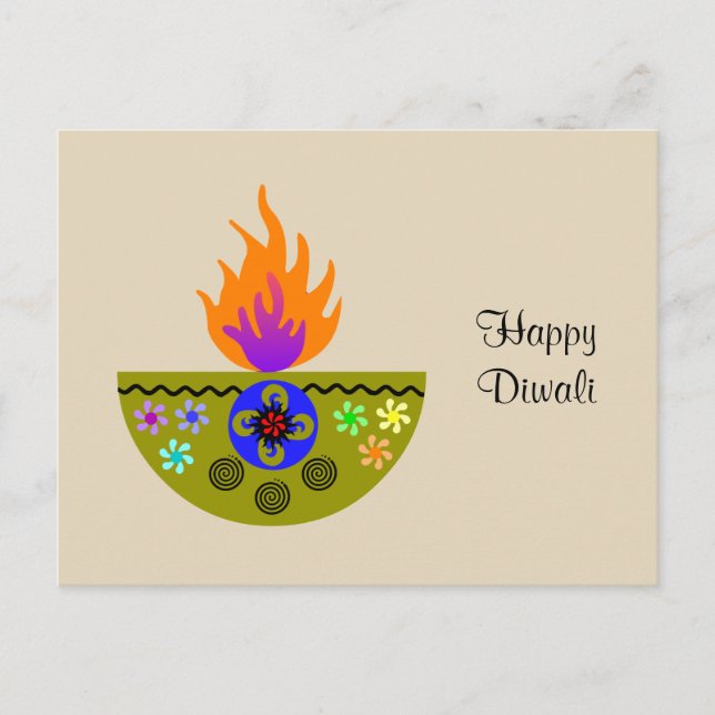 Postal Diya colorida lámpara Diwali (Anverso)