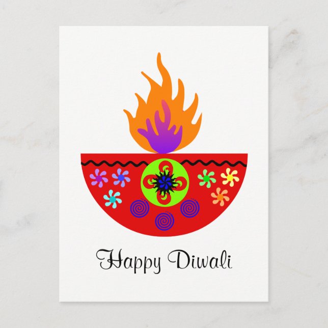 Postal Diya colorida lámpara Diwali (Anverso)