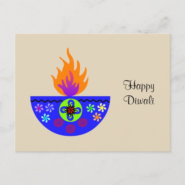 Postal Diya colorida lámpara Diwali (Anverso)