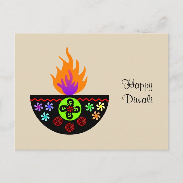 Postal Diya colorida lámpara Diwali (Anverso)