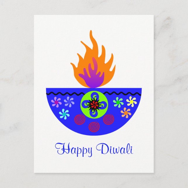 Postal Diya colorida lámpara Diwali (Anverso)