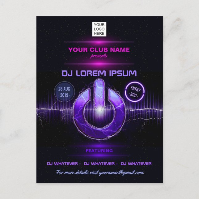 Postal DJ Music and Dance Gig (Anverso)