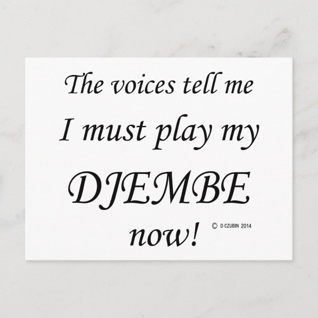Postal Djembe Voices dice que debe jugar (Anverso)