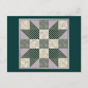 Postal Dk Green & Lavender Star Patch Quilt
