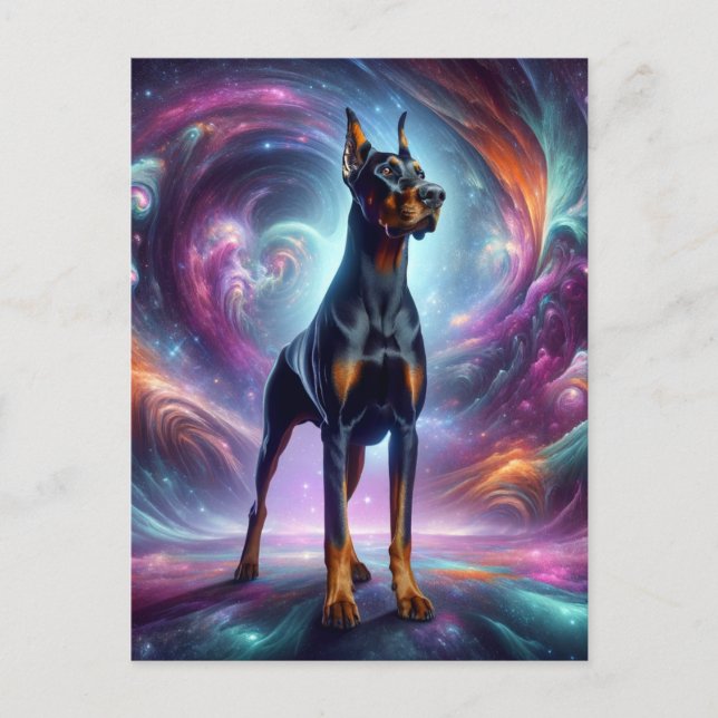 Postal Doberman en el Cosmos (Anverso)
