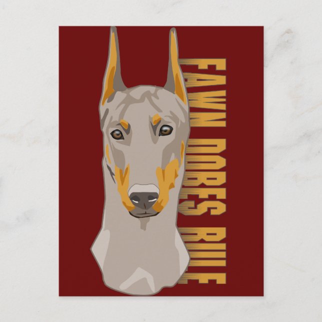Postal Doberman Head, Fawn Dogs Rule (Anverso)
