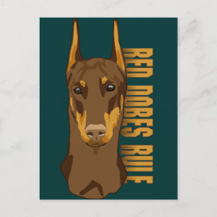 Postal Doberman Head, Red Dobes Rule