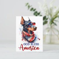 Doberman patriótico, Dios bendiga a América Tarjet