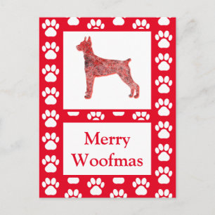 Postal Doberman Pinscher Dog Silhouette R Feliz Navidad