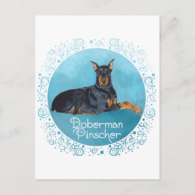 Postal Doberman Pinscher negro (Anverso)