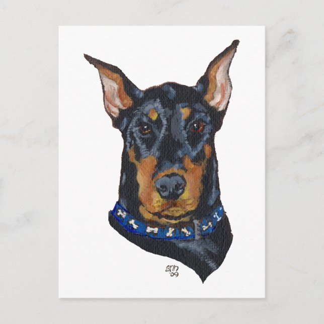 Postal Doberman Pinscher negro (Anverso)