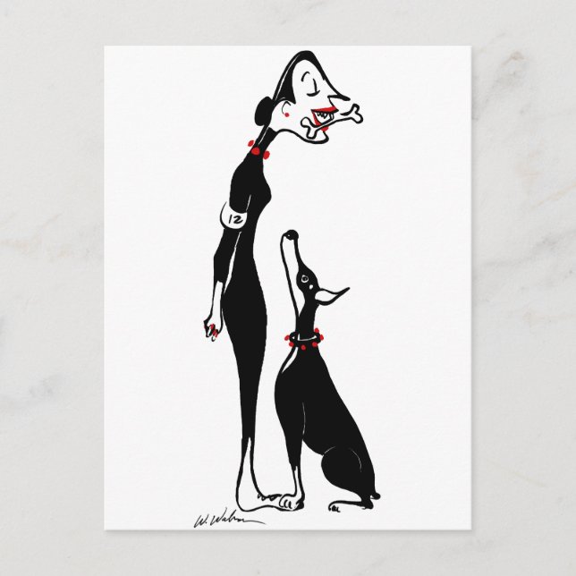 Postal Doberman y Doberwoman (Anverso)